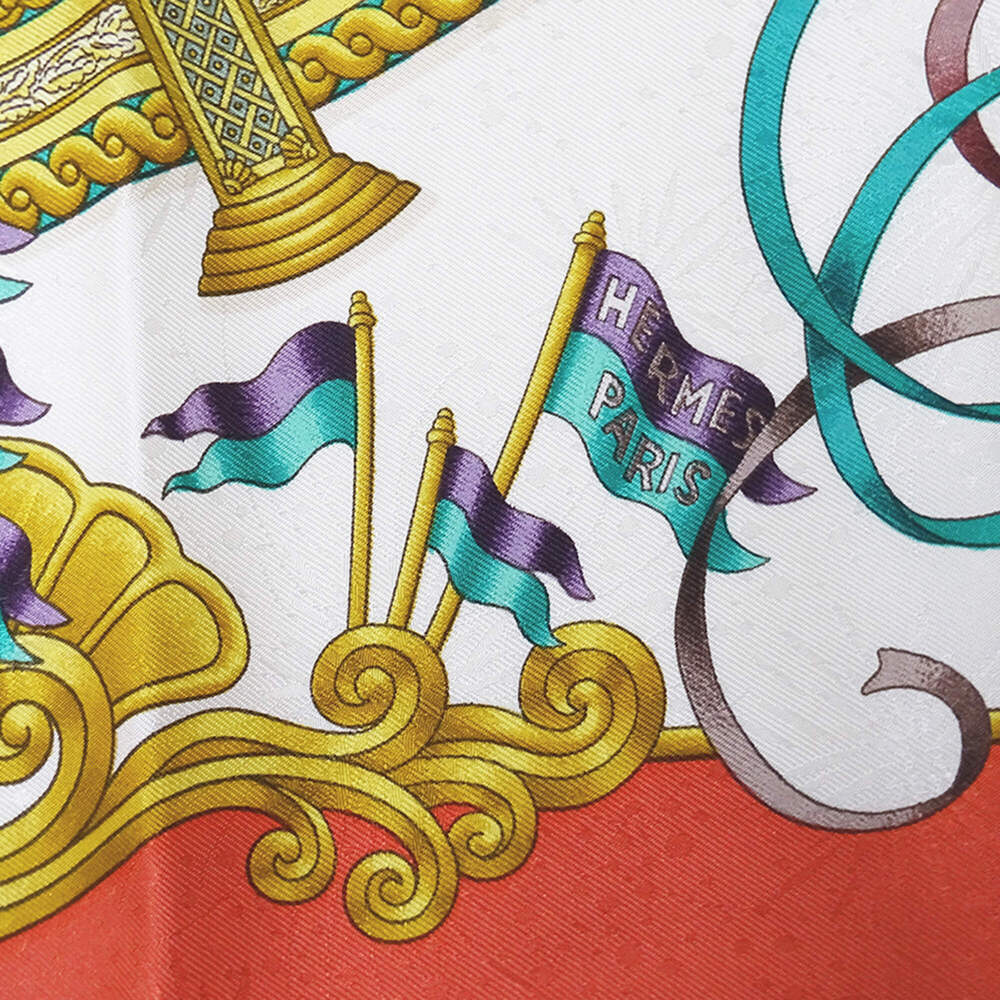 HERMES Authentic Red Silk Scarf - Picture 5 of 6